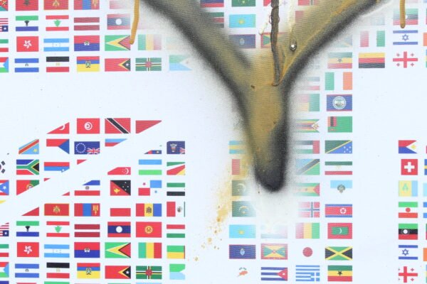Close-up Photo of "Bleeding Heart in a Time of Inversion" Painting by Tim Ruth - Mixed-Media 60x60cm